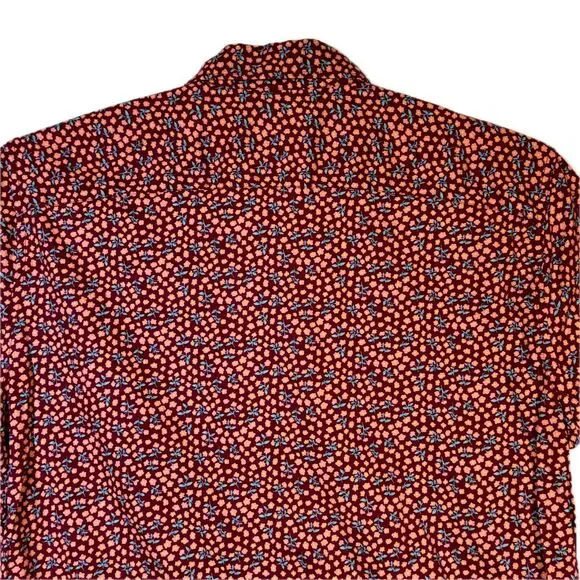 Bonobos Men Shirt Large Red Floral Stretch Slim Fit Short Sleeve Button-Up M528 - Picture 7 of 13
